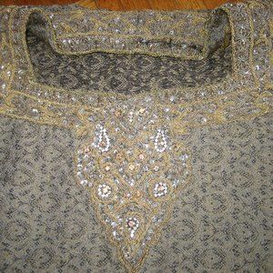 indian pakistani Kurta salwar kameez punjabi 3 Piece Gold Silver embellishments